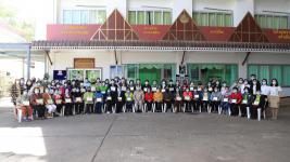 โครงการฝึกอาชีพให้ความรู้ชุมชนในเขตเทศบาลนครแม่สอดระยะยาว ประจำปีงบประมาณ 2564 หลักสูตรที่ 1 ดอกไม้ประดิษฐ์จากริบบิ้นผ้า