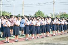 ผู้อำนวยการสถานศึกษาโรงเรียนเทศบาลเฉลิมพระเกียรติฯ กล่าวให้โอวาทนักเรียนภาคเรียนที่ 2 ประจำปีการศึกษา 2565