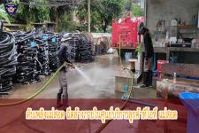 ดับเพลิงเเม่สอด ออกฉีดล้างทำความสะอาดภายในศูนย์บริการลูกค้าทีโอที แม่สอด