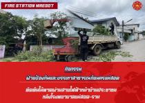 ดับเพลิงนครแม่สอด ออกตัดต้นไม้หน้าบ้านประชาชน บริเวณหลังโรงพยาบาลแม่สอด-ราม