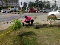 งานสวนฯ ปรับปรุงภูมิทัศน์บริเวณหน้าป้ายพระบรมฉายาลักษณ์สมเด็จพระเจ้าอยู่หัว รัชกาลที่ 10