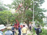 ดับเพลิงเเม่สอด ร่วมกองช่าง ตัดต้นไม้ รร.เทศบาลวัดดอนเเก้ว