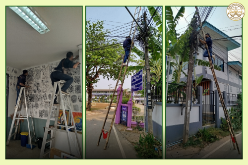 เจ้าหน้าที่กองยุทธศาสตร์และงบประมาณ ดำเนินการตามคำร้อง ขอซ่อมแซมเคเบิ้ลทีวี