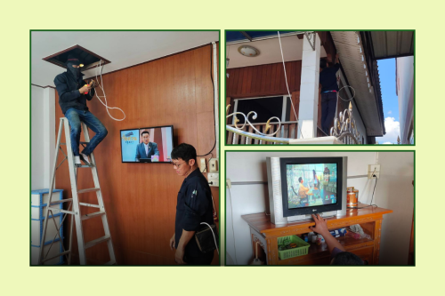 เจ้าหน้าที่กองยุทธศาสตร์และงบประมาณ ดำเนินการตามคำร้อง ขอซ่อมแซมเคเบิ้ลทีวี