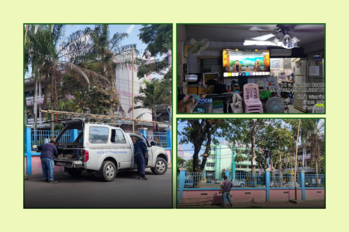 เจ้าหน้าที่กองยุทธศาสตร์และงบประมาณ ดำเนินการตามคำร้อง ขอติดตั้ง / ซ่อมแซมเคเบิ้ลทีวี และขอข้อมูลจากกล้องวงจรปิด 