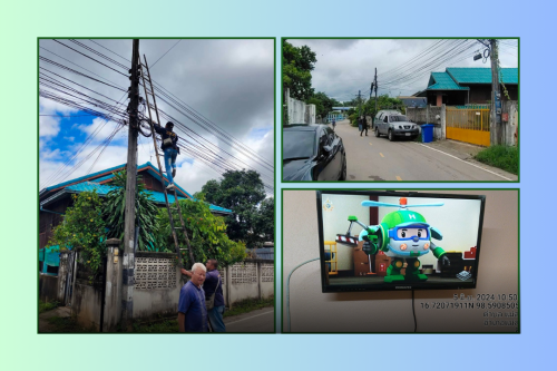 เจ้าหน้าที่กองยุทธศาสตร์และงบประมาณ ดำเนินการตามคำร้องขอติดตั้ง/ซ่อมแซมเคเบิ้ลทีวี