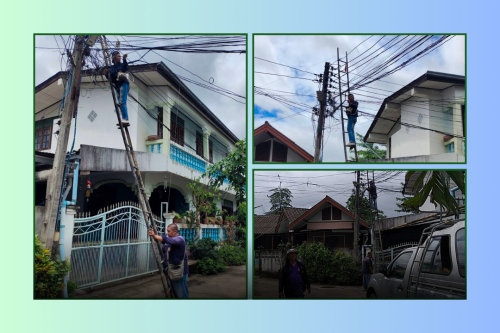 เจ้าหน้าที่กองยุทธศาสตร์และงบประมาณ ดำเนินการตามคำร้องขอติดตั้ง/ซ่อมแซมเคเบิ้ลทีวี