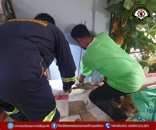 ดับเพลิงนครแม่สอด ออกด่าเนินการจับสัตว์เลื้อยคลาน (งู) บริเวณใกล้เคียงคลีนิกชุมชนอบอุ่น