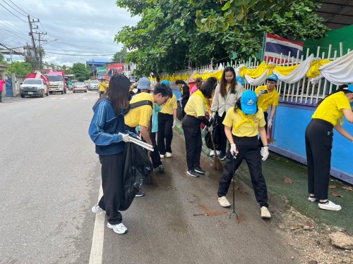 กองช่างสุขาภิบาลได้เข้าร่วมกิจกรรมจิตอาสาพัฒนาปรับปรุงภูมิทัศน์เฉลิมพระเกียรติ พระบาทสมเด็จพระเจ้าอยู่หัว เนื่องในโอกาสพระราชพิธีมหามงคลเฉลิมพระชนมพรรษา 6 รอบ 28 กรกฎาคม 2567