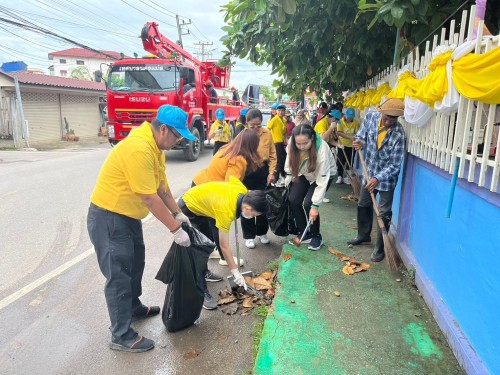 กองช่างสุขาภิบาลได้เข้าร่วมกิจกรรมจิตอาสาพัฒนาปรับปรุงภูมิทัศน์เฉลิมพระเกียรติ พระบาทสมเด็จพระเจ้าอยู่หัว เนื่องในโอกาสพระราชพิธีมหามงคลเฉลิมพระชนมพรรษา 6 รอบ 28 กรกฎาคม 2567