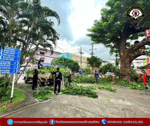 ดับเพลิงนครแม่สอด ออกดำเนินการตัดแต่งต้นไม้ ณ สำนักงานสรรพสามิตตาก สาขาแม่สอด