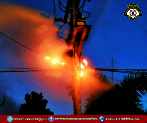 ดับเพลิงนครแม่สอด ออกระงับเหตุไฟฟ้าลัดวงจร บริเวณภายในสำนักงานเทศบาลนครแม่สอด