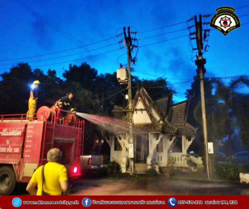 ดับเพลิงนครแม่สอด ออกระงับเหตุไฟฟ้าลัดวงจร บริเวณภายในสำนักงานเทศบาลนครแม่สอด