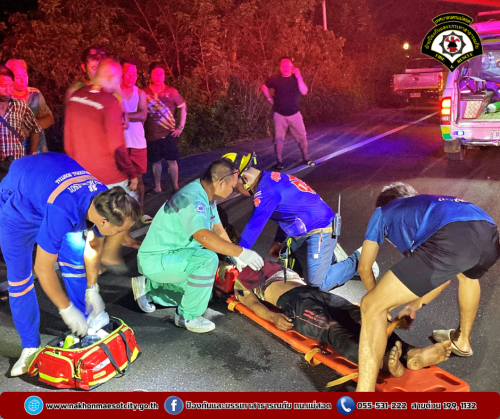 ดับเพลิงนครแม่สอด ออกดำเนินการช่วยเหลือประชาชน อุบัติเหตุทางถนน บริเวณใกล้เคียงอ่างเก็บน้ำห้วยลึก