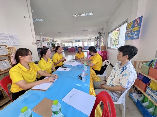 หน่วยศึกษานิเทศก์ติดตามการดำเนินงานตามแบบประกันคุณภาพภายในศูนย์พัฒนาเด็กเล็กสังกัดกองการศึกษา เทศบาลนครแม่สอด