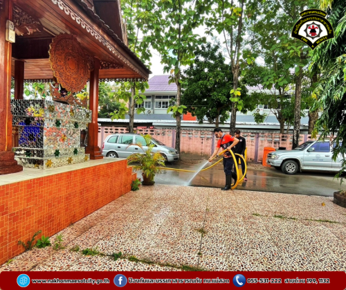 ดับเพลิงนครแม่สอด ออกดำเนินการฉีดล้างทำความสะอาด ลานอเนกประสงค์ของเรือนจำอำเภอแม่สอด