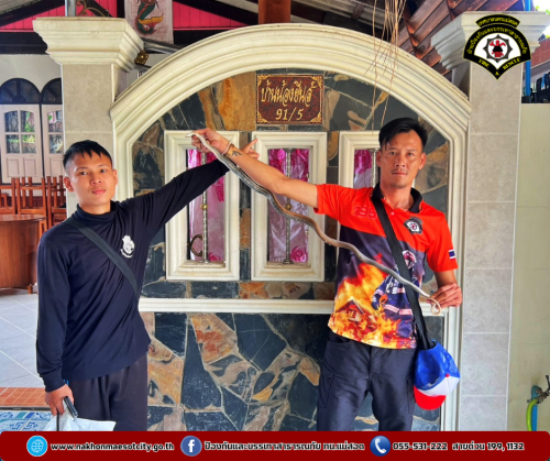 ดับเพลิงนครแม่สอด ออกดำเนินการจับสัตว์เลื้อยคลาน (งู) บ้านเรือนประชาชน ใกล้เคียงวัดแม่ซอดน่าด่าน