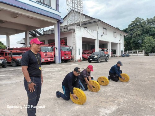 ดับเพลิงนครแม่สอด ได้ดำเนินการฝึกซ้อมแผนและทบทวนดับเพลิง ประจำปีงบประมาณ พ.ศ. 2568