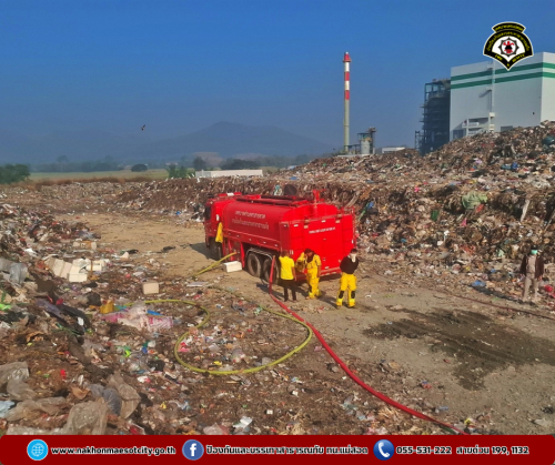 ดับเพลิงนครแม่สอด ออกระงับเหตุเพลิงไหม้ บ่อขยะเทศบาลนครแม่สอด