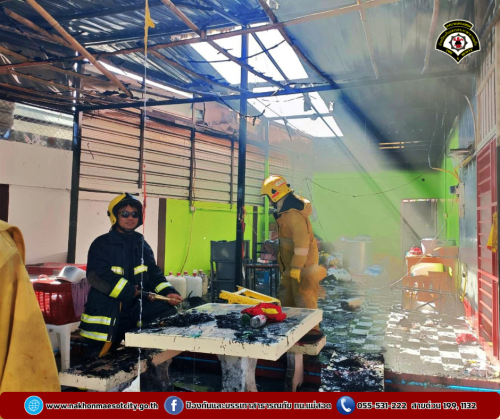 ดับเพลิงนครแม่สอด ออกระงับเหตุเพลิงไหม้ร้านอาหาร ใกล้เคียงน้ำปิงปศุสัตว์ ถนนยอดข้าว