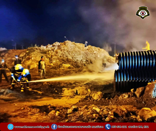 ดับเพลิงนครแม่สอด ออกระงับเหตุเพลิงไหม้ ท่อ HDPE ใกล้เคียงศูนย์ฮีโน่ นิวแมน สาขาแม่สอด