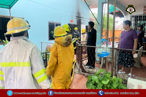 ดับเพลิงนครแม่สอด ออกระงับเหตุเพลิงไหม้สำนักงาน หจก.ธนสารโกศล พืชไร่ ถนนราษฎร์อุทิศ