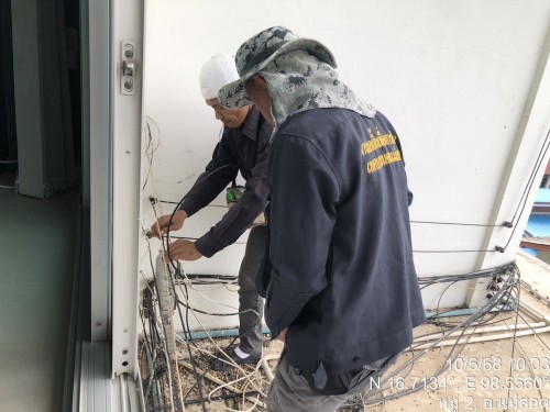 เจ้าหน้าที่กองยุทธศาสตร์และงบประมาณ ดำเนินการตามคำร้อง ขอซ่อมแซมเคเบิ้ลทีวี ชุมชนวัดหลวงและชุมชนอินทรคีรี