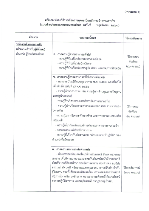 ประกาศเทศบาลนครแม่สอด เรื่อง รับสมัครบุคคลเพื่อสรรหาและเลือกสรรเป็นพนักงานจ้าง
