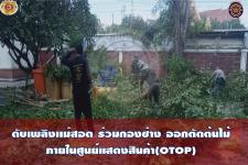 ดับเพลิงเเม่สอด ออกตัดต้นไม้ภายในศูนย์เเสดงสินค้า(โอท็อป)