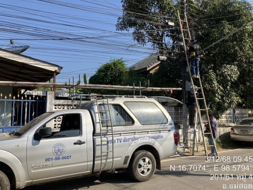 เจ้าหน้าที่กองยุทธศาสตร์และงบประมาณ ดำเนินการตามคำร้องขอซ่อมแซมเคเบิ้ลทีวี ชุมชนวัดหลวง