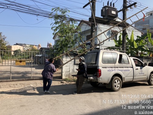 เจ้าหน้าที่กองยุทธศาสตร์และงบประมาณ ดำเนินการตามคำร้องขอซ่อมแซมเคเบิ้ลทีวี ชุมชนวัดหลวงและชุมชนปู่แดง