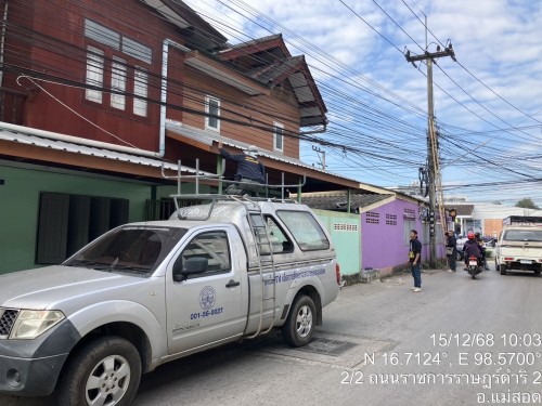 เจ้าหน้าที่กองยุทธศาสตร์และงบประมาณ ดำเนินการตามคำร้องขอซ่อมแซมเคเบิ้ลทีวี ชุมชนวัดหลวง