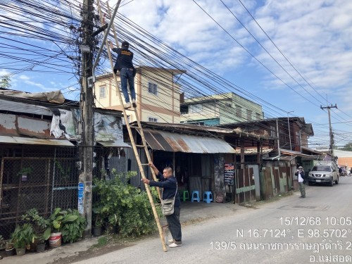 เจ้าหน้าที่กองยุทธศาสตร์และงบประมาณ ดำเนินการตามคำร้องขอซ่อมแซมเคเบิ้ลทีวี ชุมชนวัดหลวง