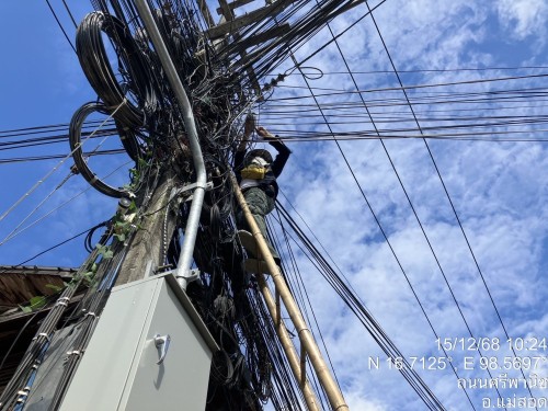 เจ้าหน้าที่กองยุทธศาสตร์และงบประมาณ ดำเนินการตามคำร้องขอซ่อมแซมเคเบิ้ลทีวี ชุมชนวัดหลวง