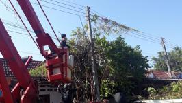 ดับเพลิงแม่สอด ร่วมกองช่าง ออกตัดเถาวัลย์พันสายไฟฟ้า หน้าบ้านประชาชน ซอยเข้ากับตันโต๊ะจีน 