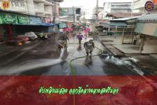 ดับเพลิงเเม่สอด ร่วมกองสาธารณสุขเเละสิ่งเเวดล้อม ออกฉีดล้างตลาดสดเทศบาลนครเเม่สอด
