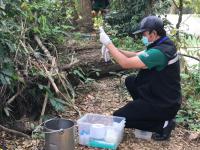 นักวิชาการสุขาภิบาล ลงพื้นที่เก็บตัวอย่างน้ำเพื่อวิเคราะห์คุณภาพภาพทิ้งน้ำเสียชุมชน กรณีเรื่องร้องเรียนปัญหาน้ำเสียจากลำห้วยแม่สอด