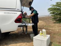 นักวิชาการสุขาภิบาล ลงพื้นที่เก็บตัวอย่างน้ำเพื่อวิเคราะห์คุณภาพภาพทิ้งน้ำเสียชุมชน กรณีเรื่องร้องเรียนปัญหาน้ำเสียจากลำห้วยแม่สอด