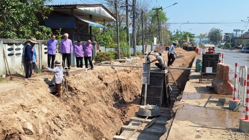 เทศบาลนครแม่สอด ลงพื้นที่ติดตามความคืบหน้า โครงการพัฒนาตามผังเมือง รวมเมืองแม่สอด อำเภอแม่สอด จังหวัดตาก
