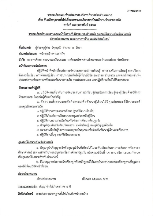 ประชาสัมพันธ์องค์การบริหารส่วนตำบลพะวอ เรื่อง รับสมัครบุคคลเพื่อคัดเลือกและเลือกสรรเป็นพนักงานจ้างตามภารกิจ ขององค์การบริหารส่วนตำบลพะวอ