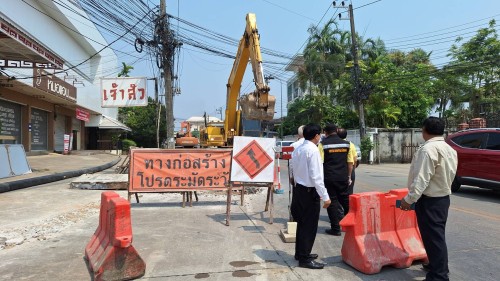 เทศบาลนครแม่สอด ลงพื้นที่ติดตามความคืบหน้า โครงการพัฒนาตามผังเมือง รวมเมืองแม่สอด อำเภอแม่สอด จังหวัดตาก