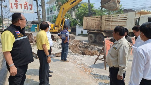 เทศบาลนครแม่สอด ลงพื้นที่ติดตามความคืบหน้า โครงการพัฒนาตามผังเมือง รวมเมืองแม่สอด อำเภอแม่สอด จังหวัดตาก