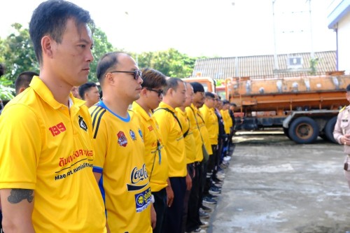 เทศบาลนครแม่สอด มอบนโยบายและตรวจแถวเจ้าหน้าที่ฝ่ายป้องกันและบรรเทาสาธารณภัย