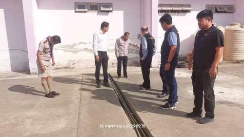 ทน.แม่สอด ลงพื้นที่ตรวจเยี่ยมและสำรวจเพื่อเตรียมซ่อมแซมระบบสาธารณูปโภคในโรงเรียนกีฬาเทศบาลนครแม่สอด