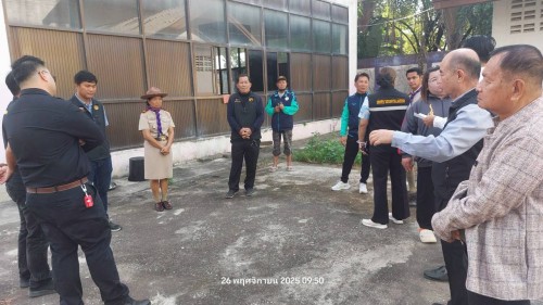 ทน.แม่สอด ลงพื้นที่ตรวจเยี่ยมและสำรวจเพื่อเตรียมซ่อมแซมระบบสาธารณูปโภคในโรงเรียนกีฬาเทศบาลนครแม่สอด